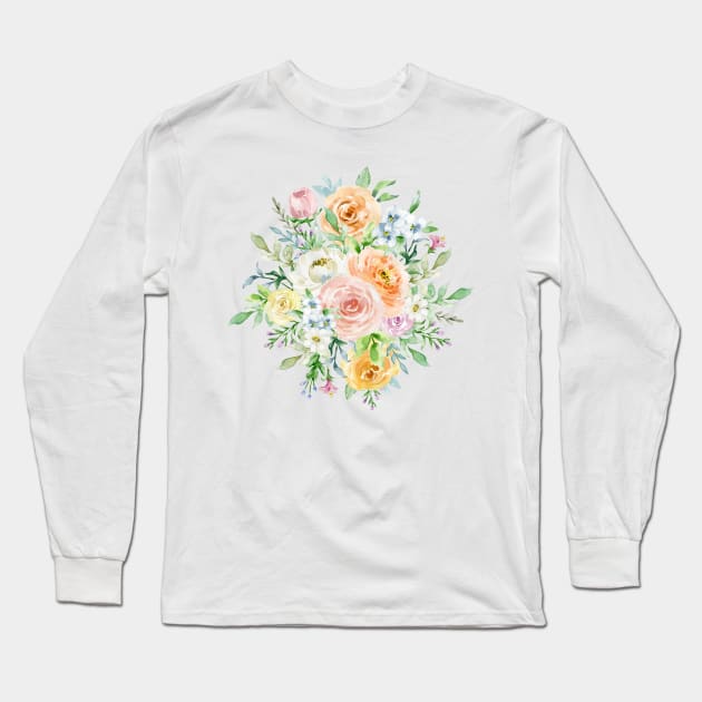 Pastel romantic garden Long Sleeve T-Shirt by CatyArte